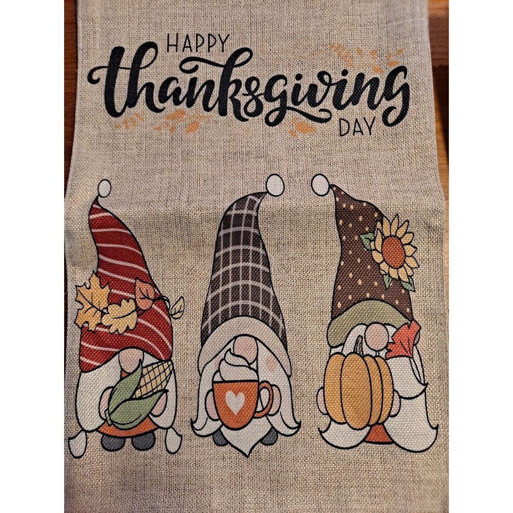 NEW‎ Home & Garden 1pc Double Sided Happy Thanksgiving Gnome Garden Flag 12x18